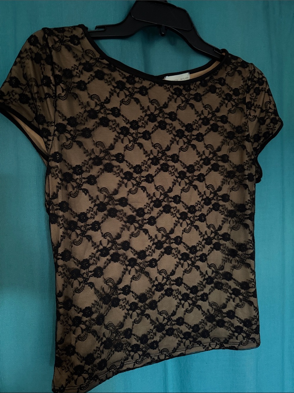Corporate goth coquette lined lace top